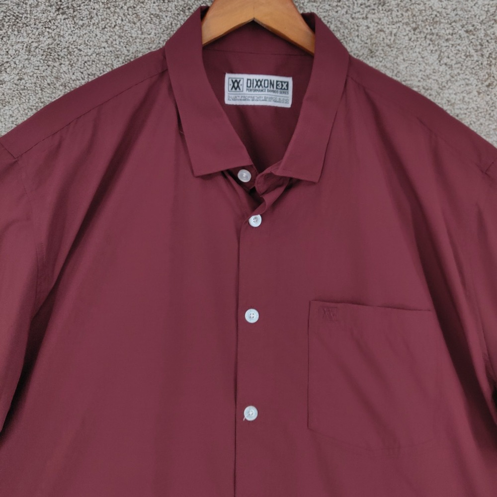 Dixxon Performance Bamboo Series Shirt Mens 3XL Red Short Sleeve Button Down